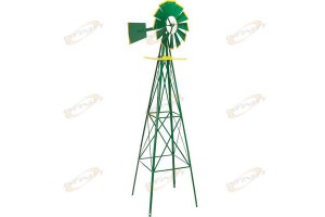 8FT Green Metal Windmill Yard Garden Decoration Weather Rust Resistant Wind Mill